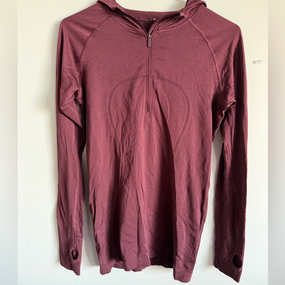 Maroon Lululemon Long Sleeve Quarter-Zip Hoodie